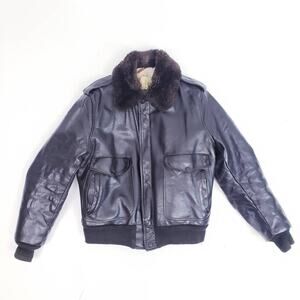 Vintage Schott I-S-674-M-S Leather Bomber Military Flight Jacket Sz 42 w/ Flaws